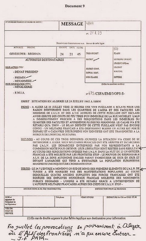 Situation en Algérie le 24 juillet 1962