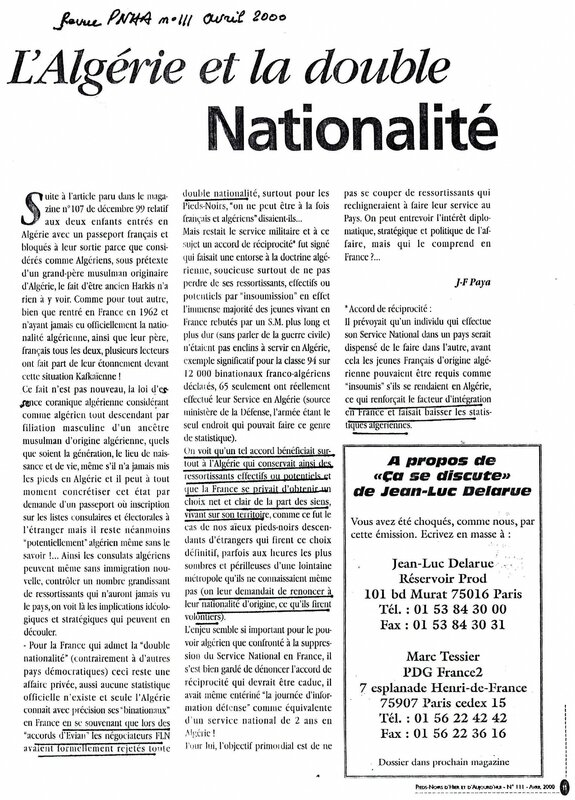 L'Algérie et la double nationalité