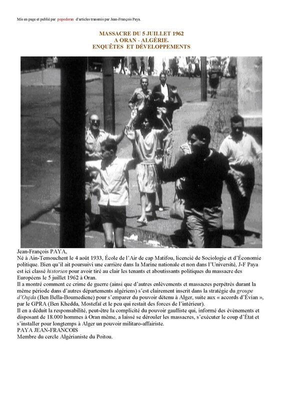 00 Synthèse du massacre d'Oran du 5 juillet 1962-J-F Paya