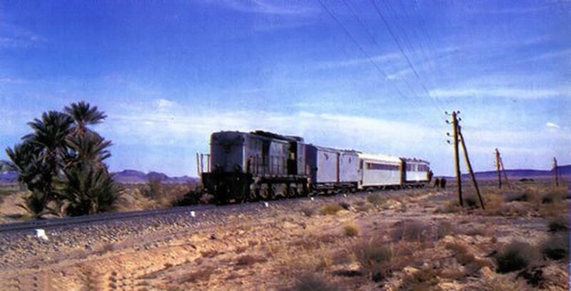 Dans le Sud Oranais,vue d'une ligne près de Béni-Ounif-de-Figuig Les chemins de fer de la France d'Outre-mer, de Pascal Bejui, La Régordane éditions