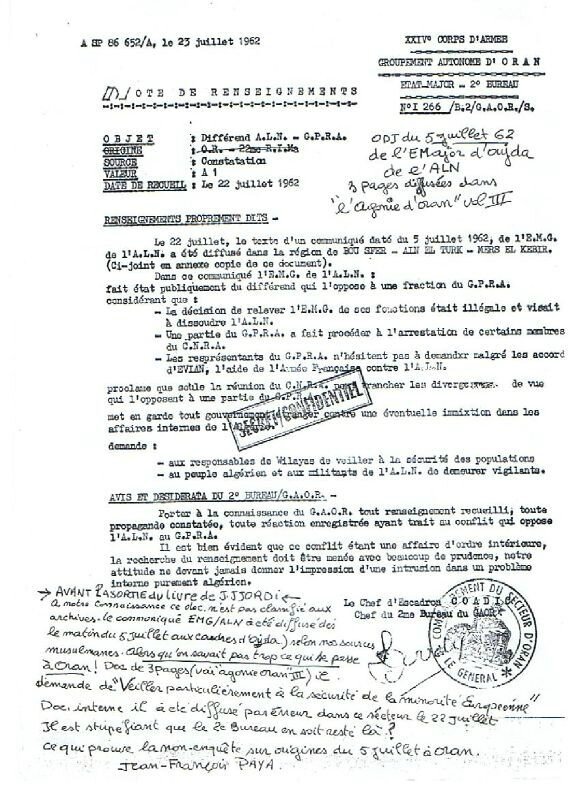 Note de renseignement 2ém bureau