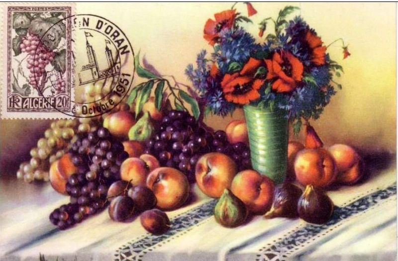 Timbre émis à la foire d' Oran en octobre 1951