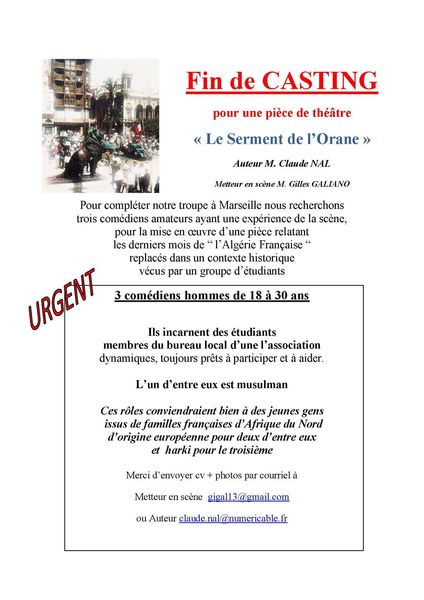 Affiche de fin de casting pour les rôles masculins