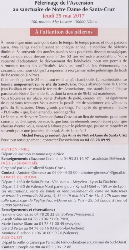 Réorganisation du pélerinage